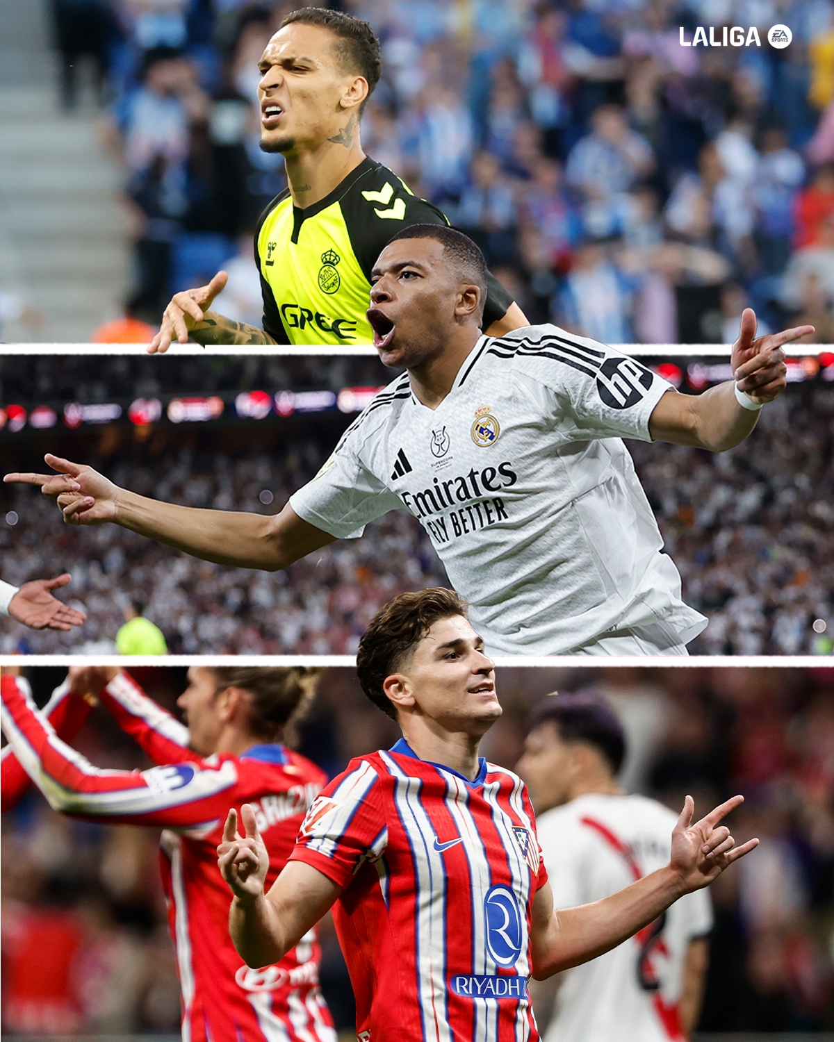 西甲官推曬安東尼&姆巴佩&小蜘蛛海報：誰(shuí)是本賽季西甲最佳新援？