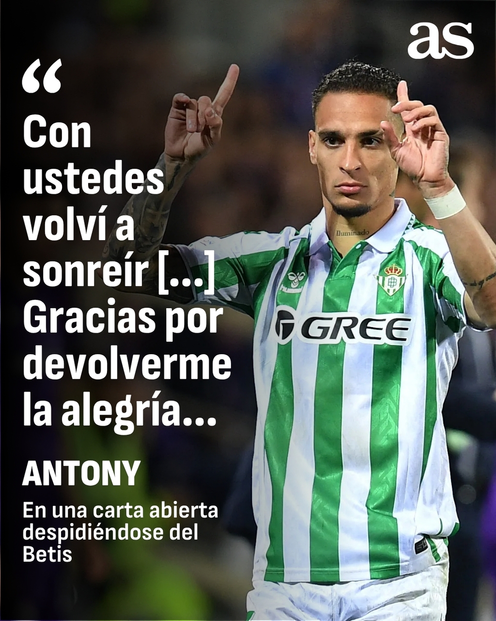 ??安東尼深情告別貝蒂斯：這是人生最美麗篇章，這份愛(ài)此生不渝