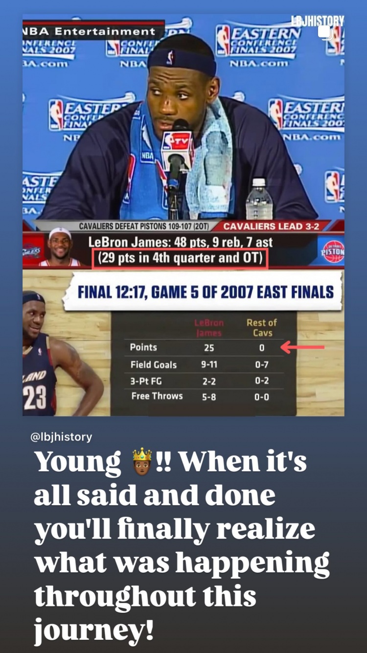 48+9+7&最后連得25分！詹姆斯曬18年前天神下凡之戰：年輕的??