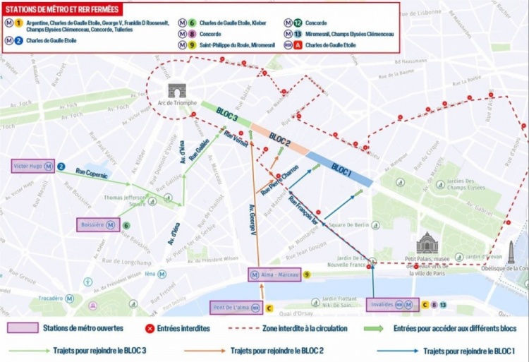 游行已開(kāi)始??巴黎慶典安排：23:00起巡游→總統接見(jiàn)→主場(chǎng)狂歡