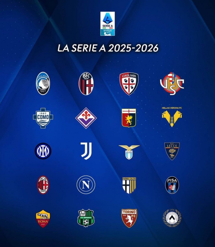 25/26賽季意甲20隊確定：薩索洛、比薩和克雷莫納作為升班馬出戰
