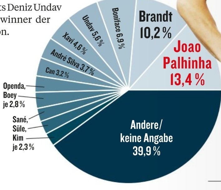 踢球者票選本賽季德甲最失敗球員：帕利尼亞居首，布蘭特次席