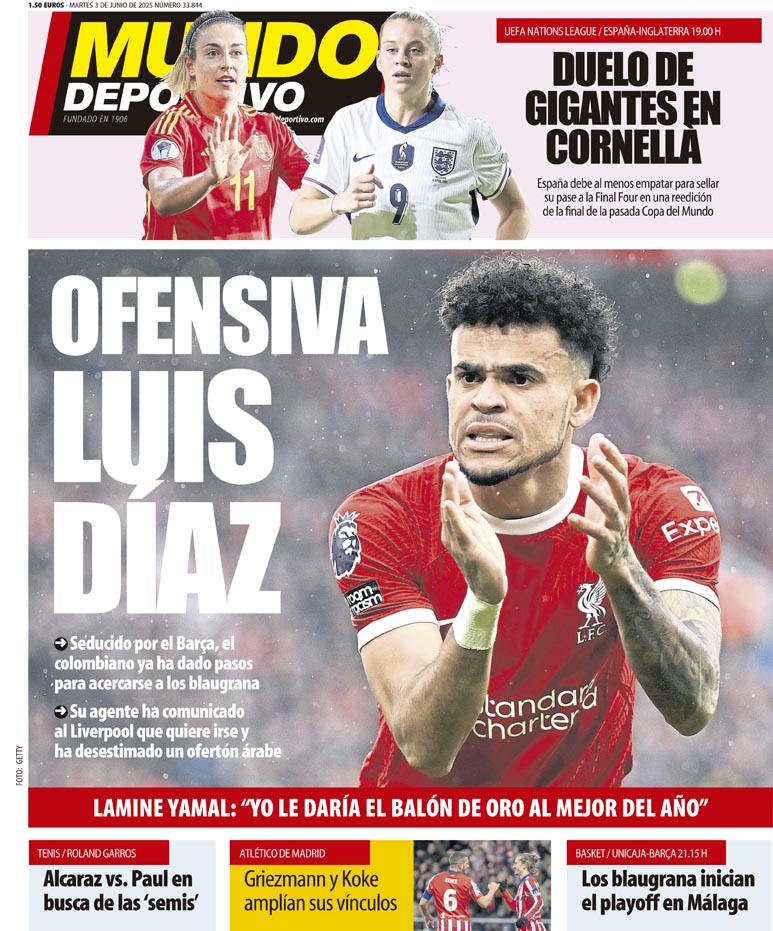 上樹(shù)？世體：迪亞斯為加盟巴薩已開(kāi)始行動(dòng)，告知利物浦想離隊