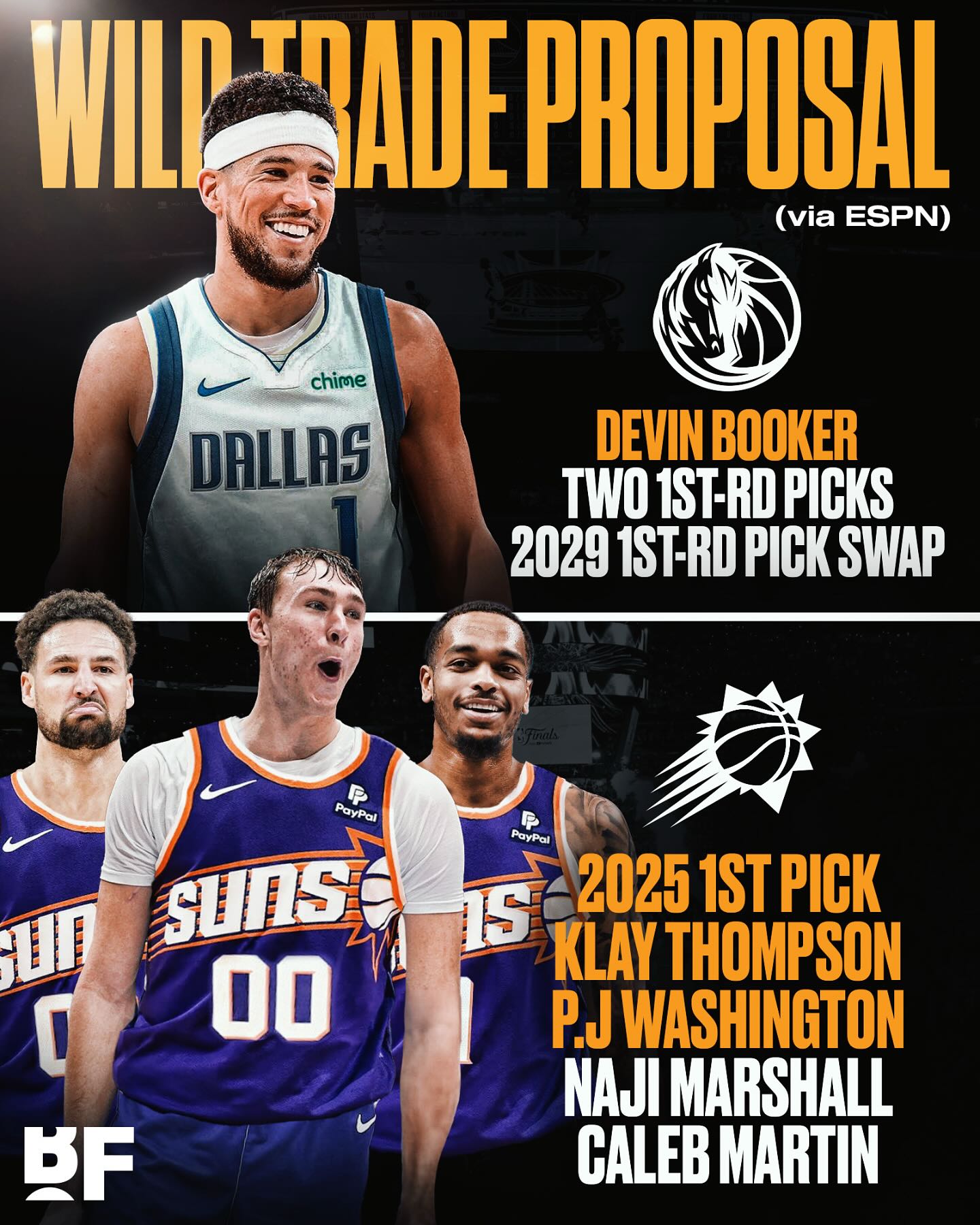 ??ESPN交易模擬：獨行俠送出狀元簽+克萊等4將換布克+2首輪簽等