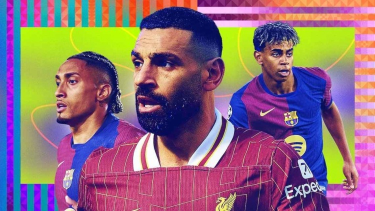 ESPN年度20大邊鋒：薩拉赫最佳，亞馬爾第2，梅西第8&杜埃第14