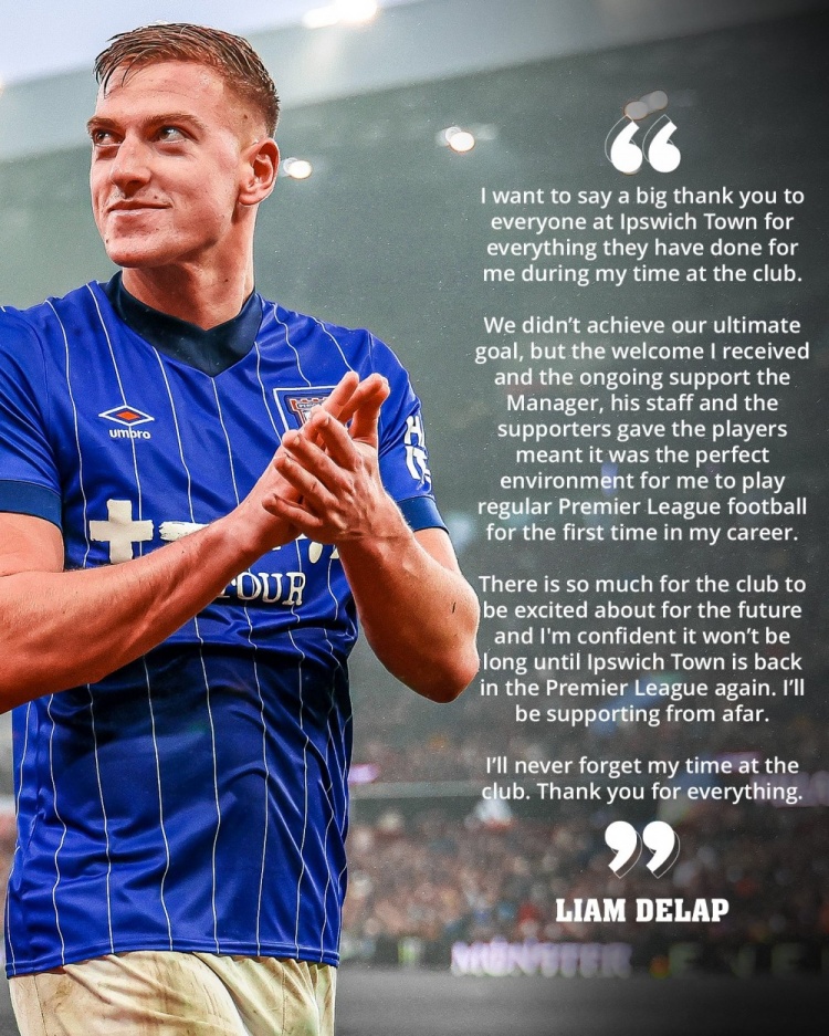 德拉普告別信：不會(huì )忘記在伊鎮的時(shí)光，相信球隊會(huì )很快重返英超