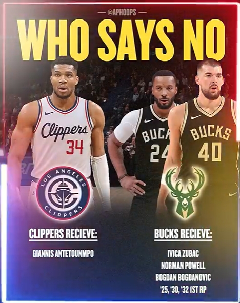 美媒交易設想??快船送出祖巴茨+鮑威爾+博格丹+3首輪換來(lái)字母哥