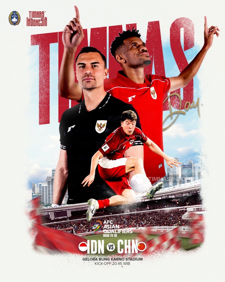 積9分暫列小組第四，印尼隊發(fā)布對陣中國隊的官方海報