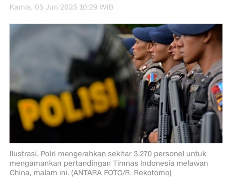 高度重視！印尼媒體：印尼部署3270名警力確保今晚中印之戰安全