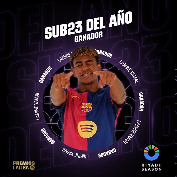 違約金10億歐&身價(jià)1.8億！官方：17歲亞馬爾當選西甲賽季最佳U23