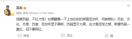 蘇東：蘇超和上世紀初英國足總杯何其相似，不紅才怪，但愿別網(wǎng)紅
