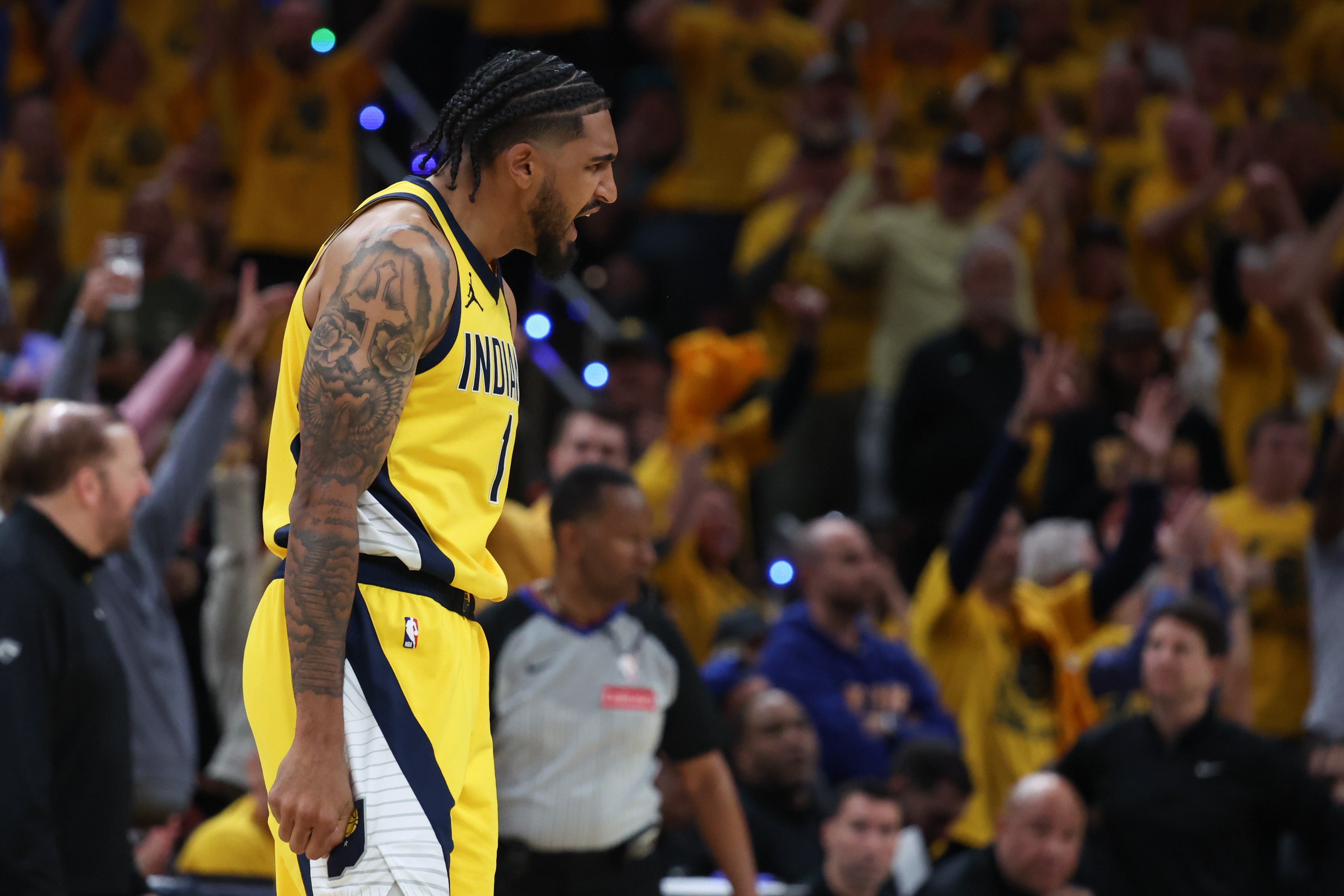 托平飚中5記三分 步行者隊史總決賽單場(chǎng)僅次于雷吉-米勒的6個(gè)