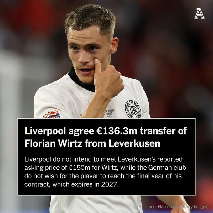 TA：利物浦沒(méi)有滿(mǎn)足藥廠(chǎng)1.5億歐要價(jià)，將以約1.36億歐總價(jià)成交