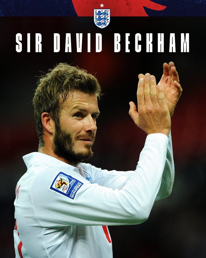 英格蘭祝賀貝克漢姆：恭喜大衛-貝克漢姆爵士！