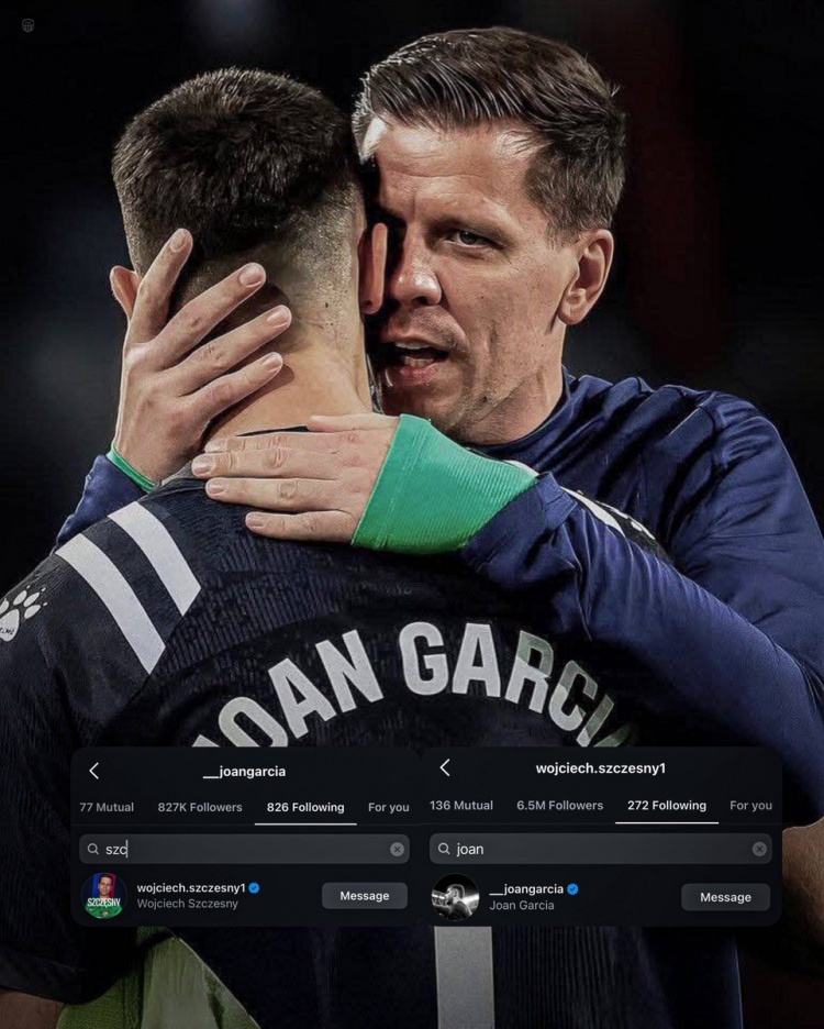共同為巴薩效力！霍安-加西亞與什琴斯尼在社交媒體上互相關(guān)注