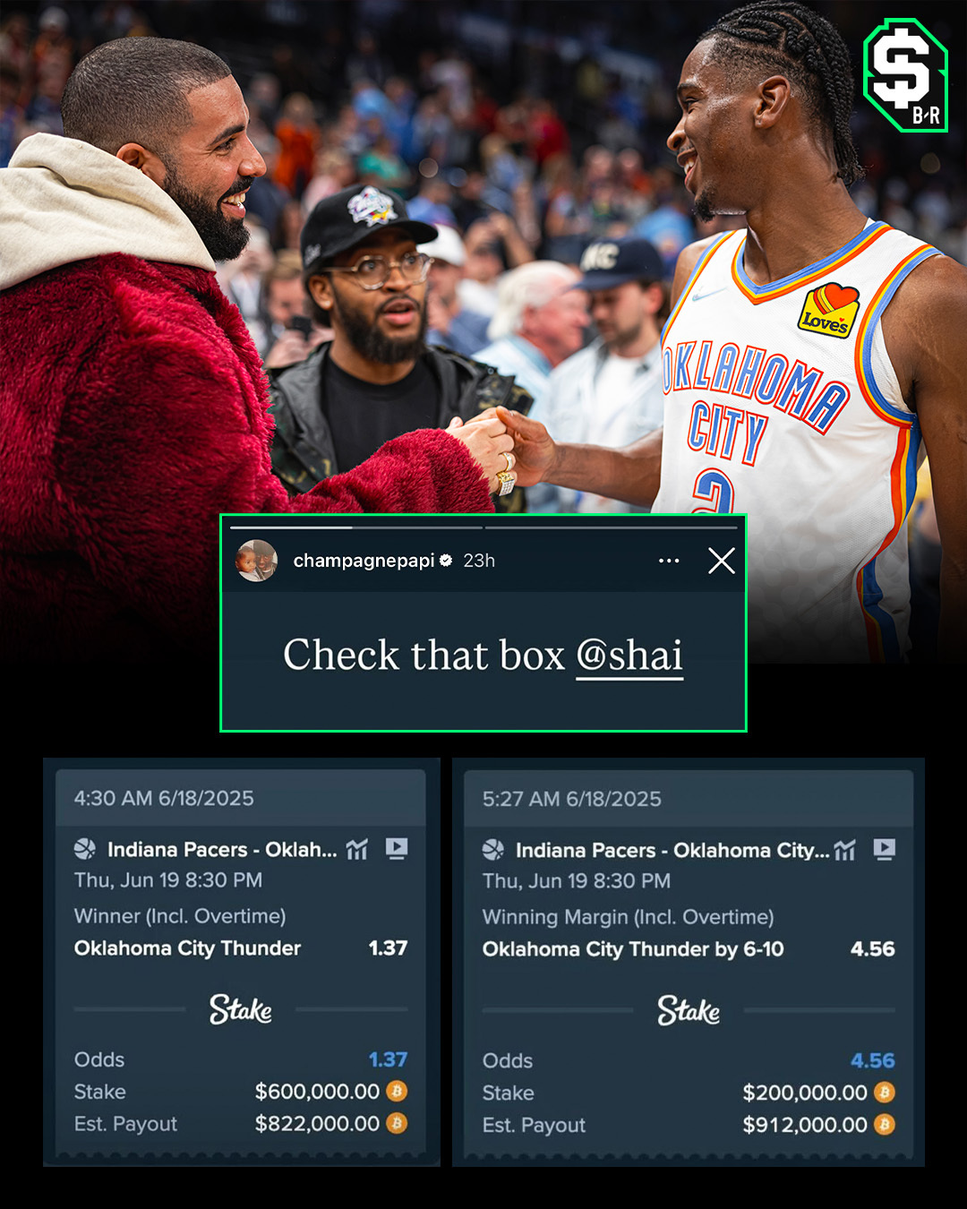 ??明燈！Drake押雷霆80萬(wàn)又輸了??一個(gè)月賭注虧損超800萬(wàn)！