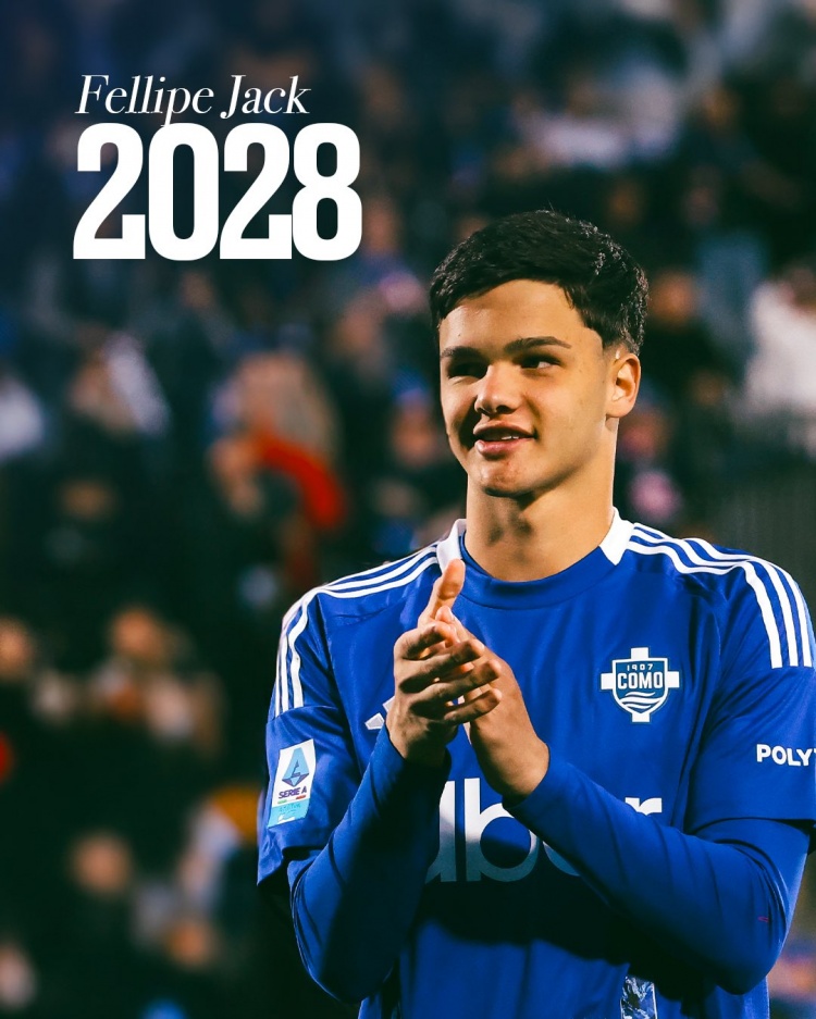 官方：科莫買(mǎi)斷19歲中衛費利佩-杰克，簽約至2028年