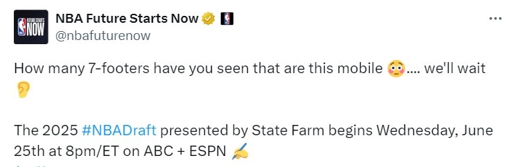 NBA官方賬號曬瀚森集錦：你們見(jiàn)過(guò)多少如此靈活的大個(gè) 拭目以待