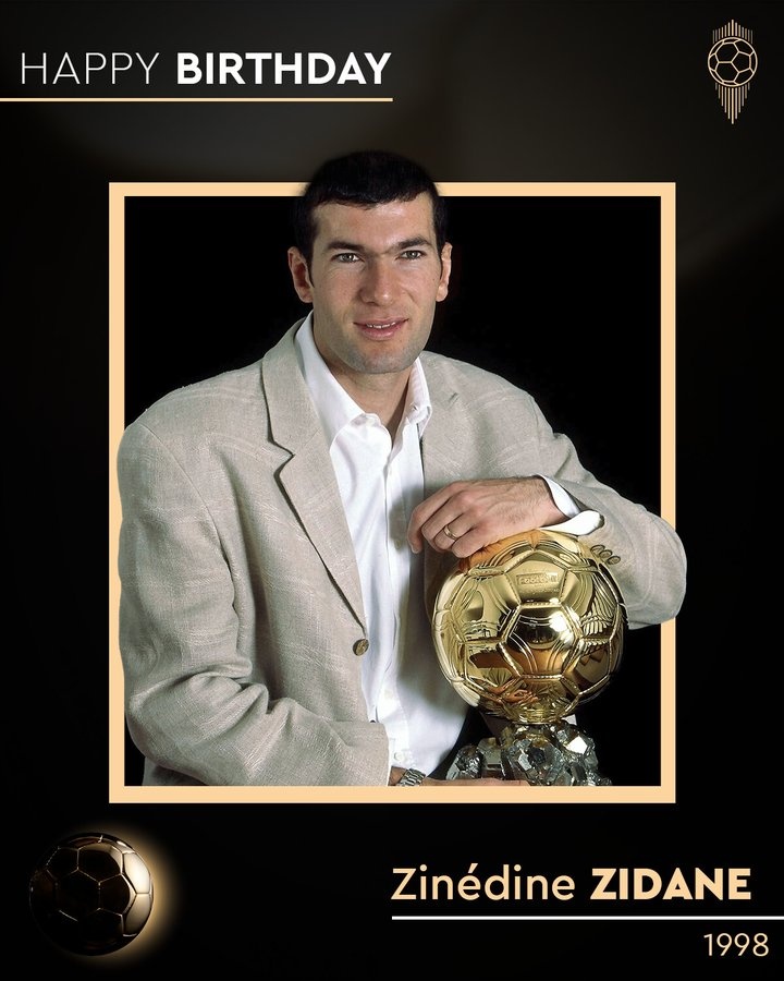 齊達內今天迎來(lái)53歲生日，金球獎官推曬海報：祝齊祖生日快樂(lè )