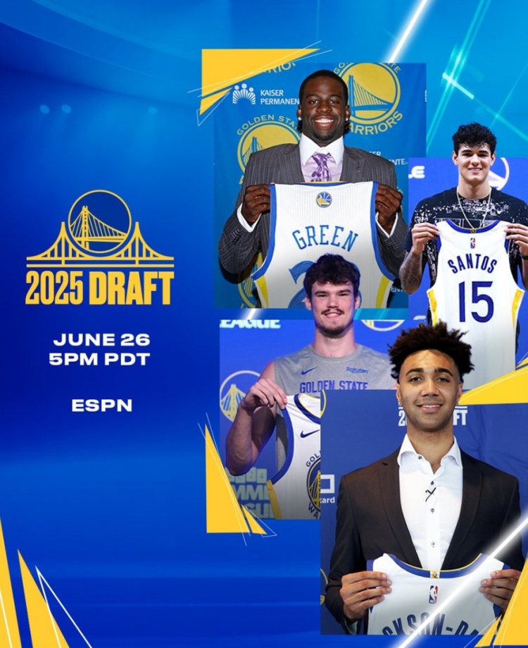 手握41號簽！勇士官推曬自選次輪秀：追夢(mèng)、桑托斯、TJD、波斯特