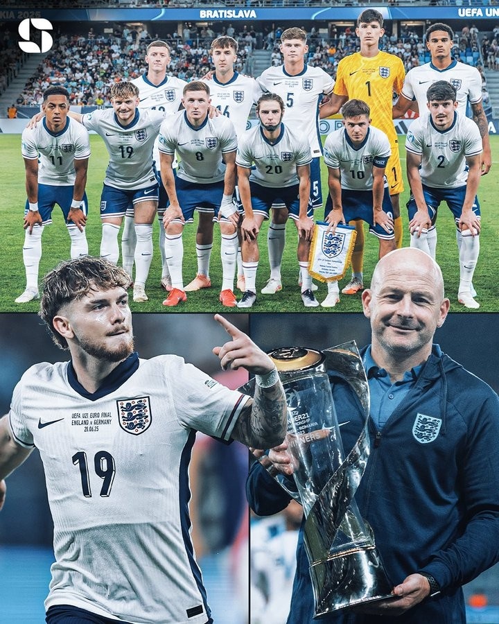 英格蘭共4次奪得U21歐洲杯，歷史僅次于5次的西班牙&意大利