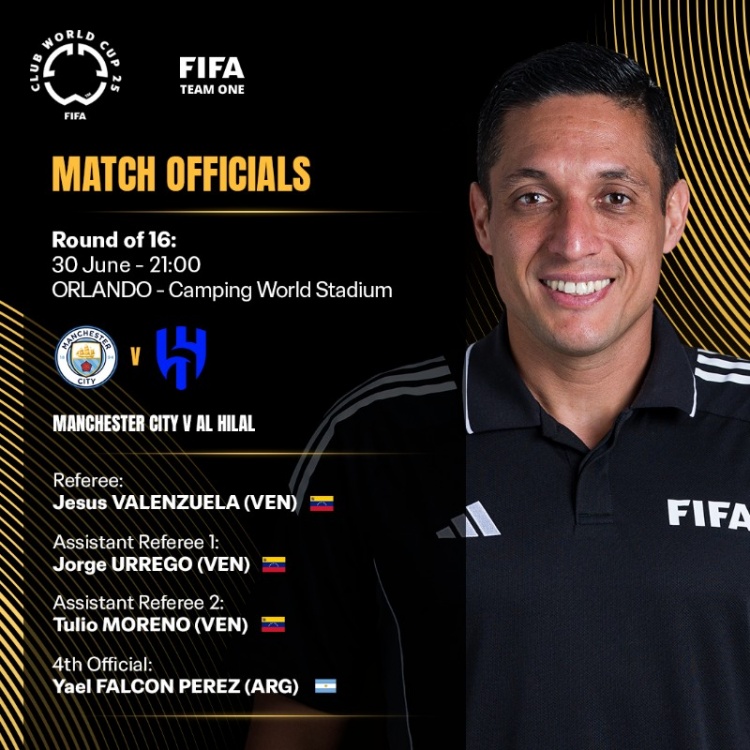 官方：委內瑞拉主裁巴倫蘇埃拉將執法曼城vs利雅得新月