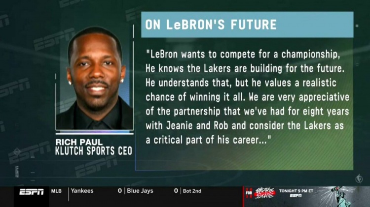 富保羅：湖人早知道詹姆斯會(huì )執行選項 沒(méi)給續約合同但我們也沒(méi)要