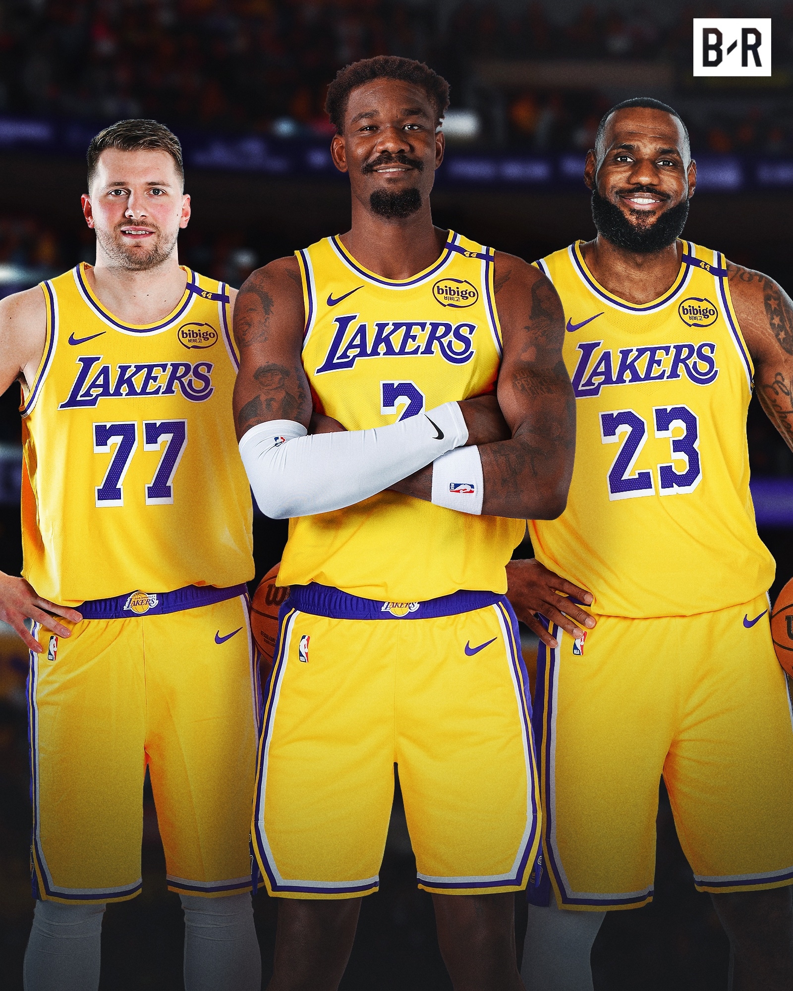 ??BR曬艾頓和東契奇&詹姆斯合成圖：湖人得到了他們的大個(gè)子