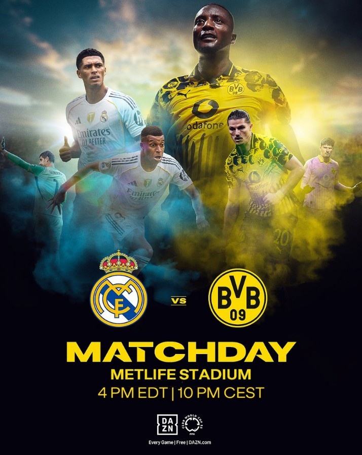 多特官方曬對陣皇馬海報：吉拉西PK姆巴佩，薩比策&貝林厄姆出鏡