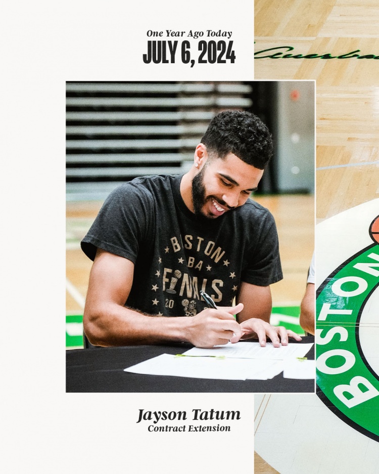續約一周年！凱爾特人曬去年今日塔圖姆簽約照