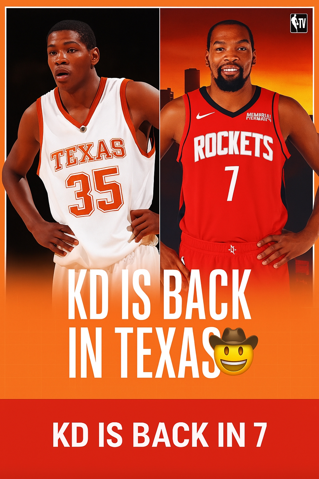 加盟火箭！杜蘭特大學(xué)就在得州打球 時(shí)隔18年重返得州球隊