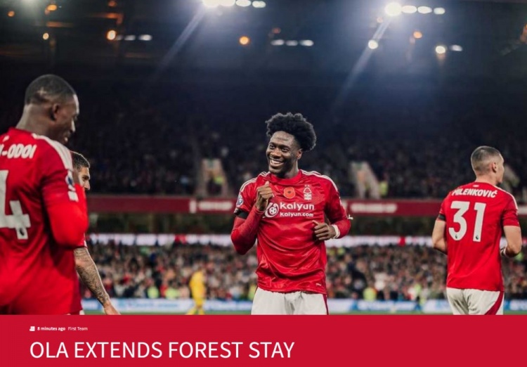 官方：諾丁漢森林與28歲后衛埃納續約至2028年