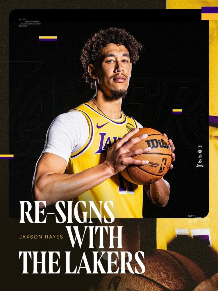 一年合同345萬(wàn)&有交易否決權！湖人官方：球隊與中鋒海斯完成續約