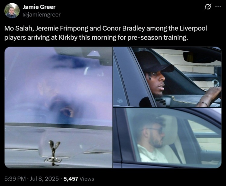 記者：薩拉赫、弗林蓬、布拉德利等人抵達訓練基地 開(kāi)啟季前訓練