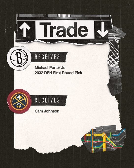 籃網(wǎng)官宣：和掘金交易達成 送出卡約得到小波特+2032年首輪簽