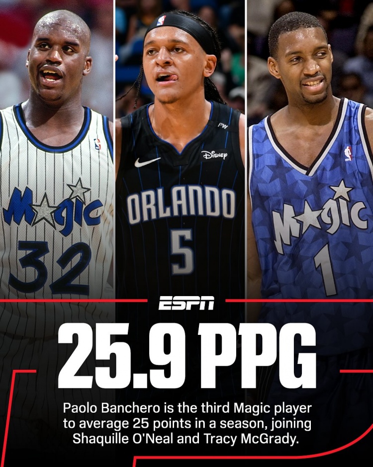 家底一般！班凱羅是隊史第3位賽季場(chǎng)均25+分球員 另2位是鯊魚(yú)麥迪