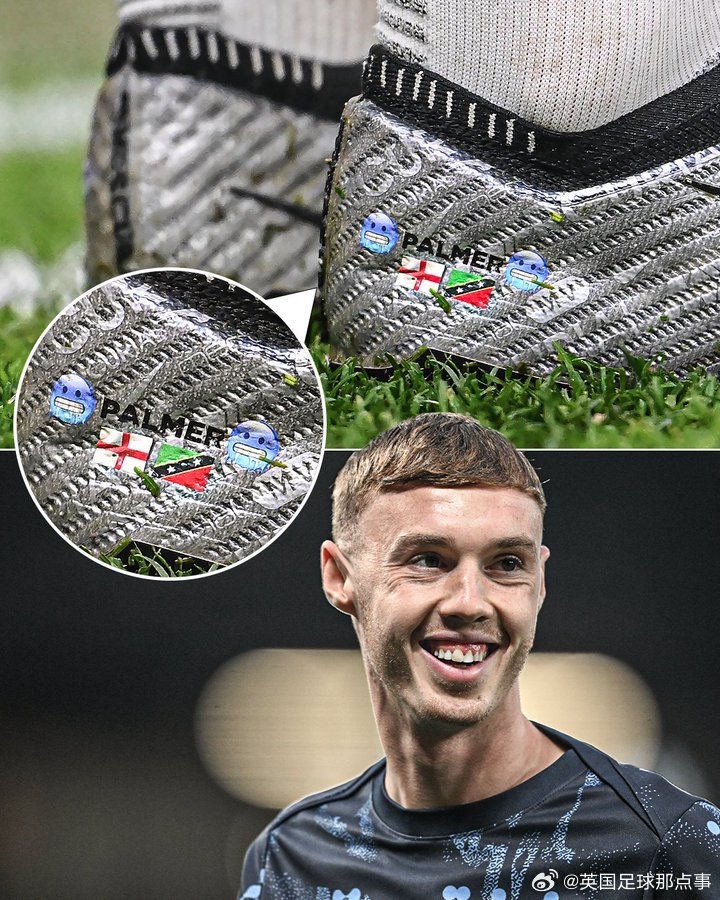 帕爾默球鞋上的細節：??英格蘭+圣基茨和尼維斯??