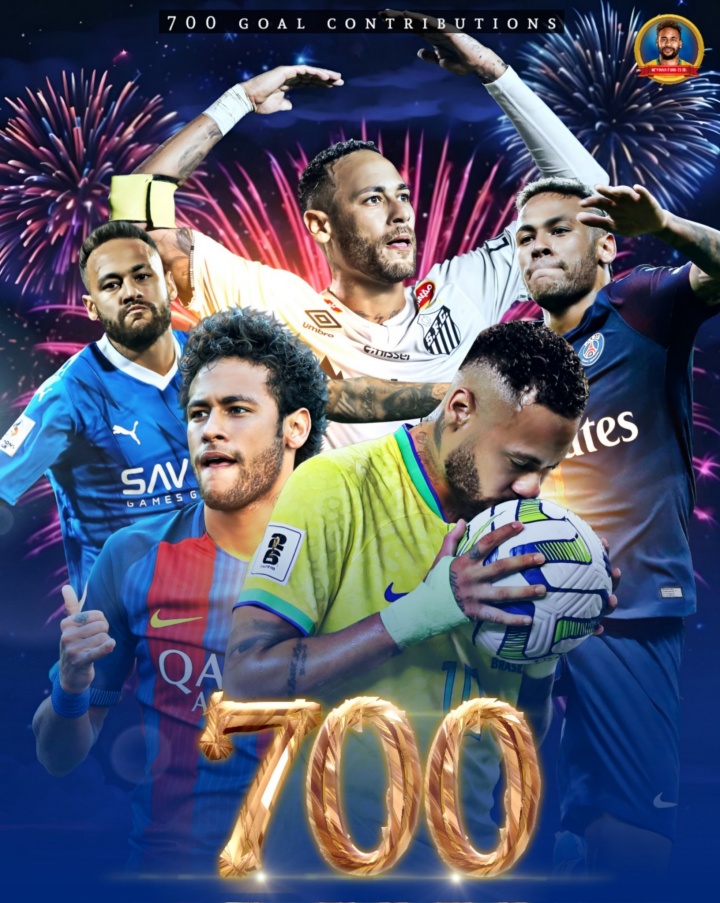 里程碑！33歲內馬爾目前生涯443球257助，732場(chǎng)造700球！