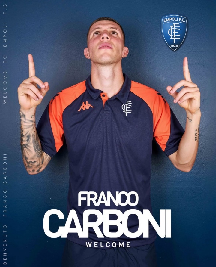 國米官方：22歲左后衛弗朗哥-卡博尼租借+強制買(mǎi)斷轉會(huì )恩波利