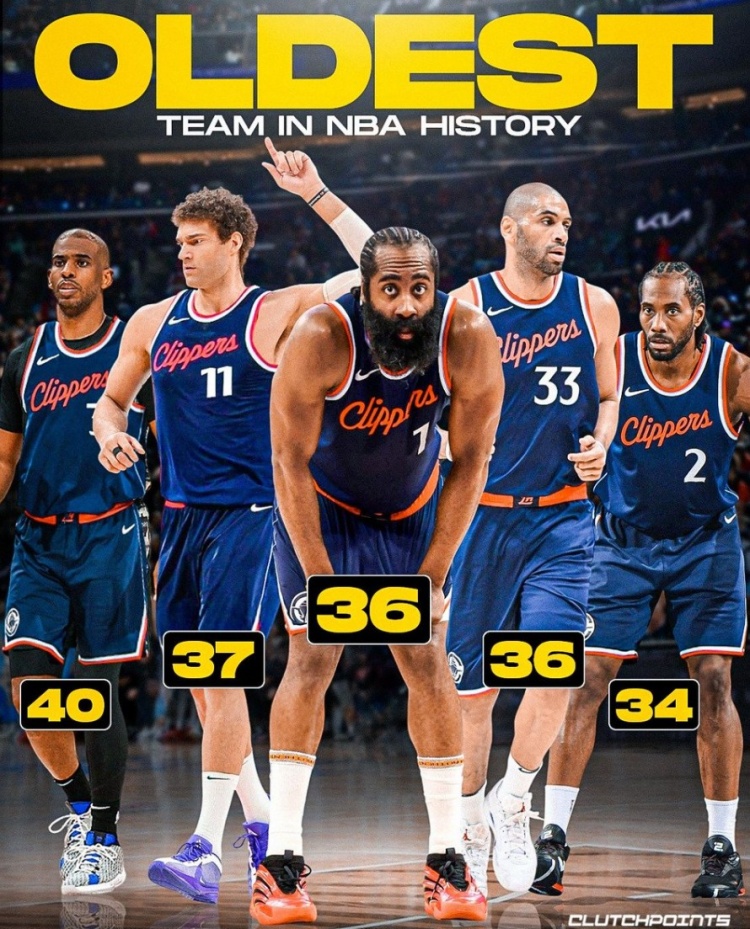 新賽季快船平均年齡為33.2歲 超越2000-01爵士&成史上最老球隊