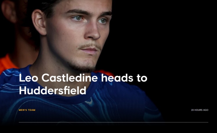 官方：切爾西19歲中場(chǎng)卡斯爾丁外租英甲哈德斯菲爾德，租期一賽季