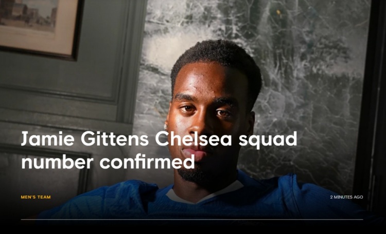 官方：切爾西夏窗新援吉滕斯新賽季將身穿11號球衣