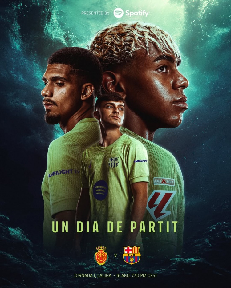 巴薩發(fā)布西甲首輪海報：亞馬爾、阿勞霍、佩德里出鏡