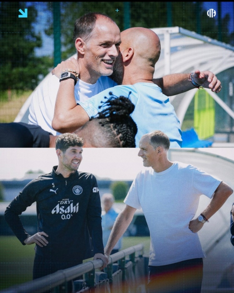 圖赫爾今日參觀(guān)曼城訓練，球隊官推曬圖赫爾與瓜帥親切擁抱照片