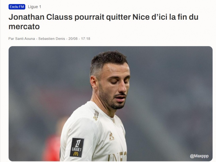記者：?jiǎn)碳{森-克勞斯可能夏窗最后時(shí)刻離開(kāi)尼斯，有球隊加快追求
