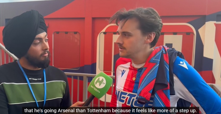 水晶宮球迷：更高興埃澤將加盟阿森納而不是熱刺，像是更上一層樓