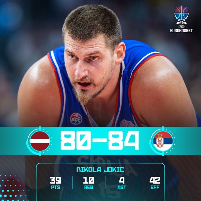 打破魔咒！約基奇39分創(chuàng  )國家隊生涯單場(chǎng)得分紀錄 率隊贏(yíng)拉脫維亞
