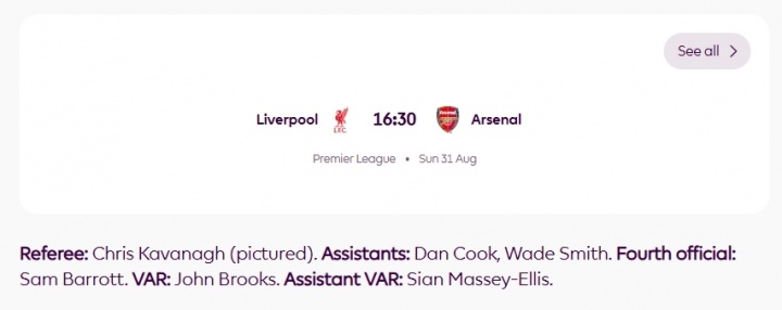 內部處罰！官方：利物浦vs阿森納裁判調整，VAR因昨日誤判被更換