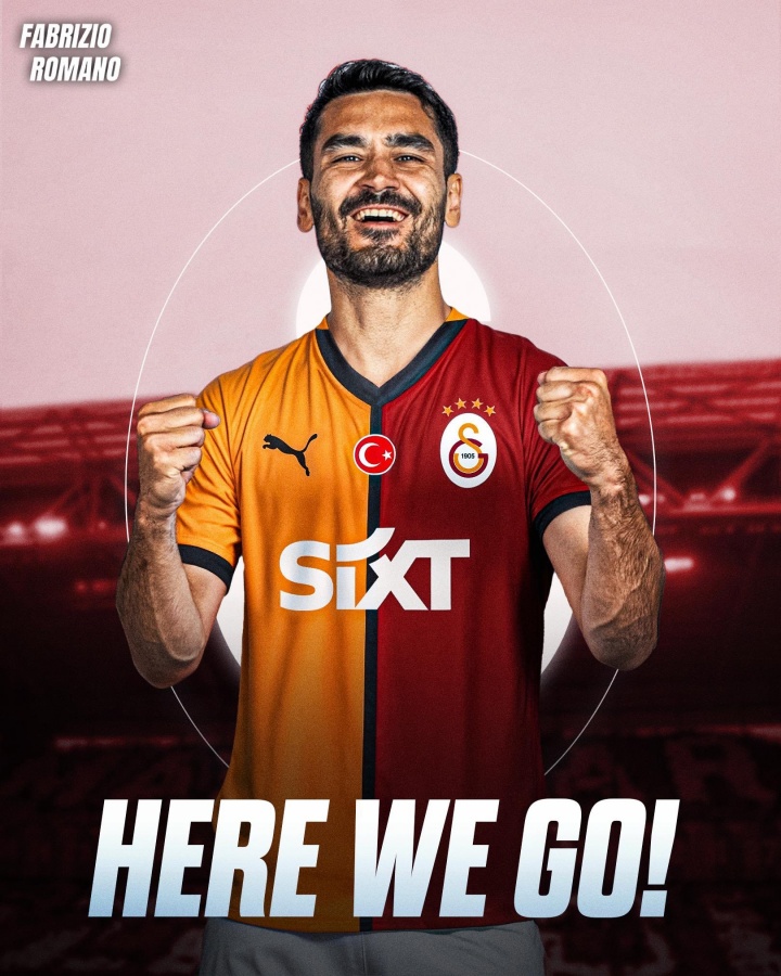 HWG！羅馬諾：曼城中場(chǎng)京多安免簽加盟加拉塔薩雷，雙方簽約2年