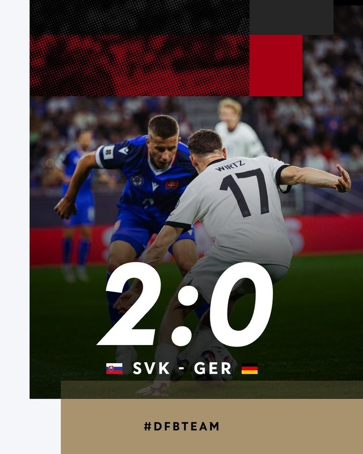 德國隊史第二次世預賽凈負至少2球，2001年主場(chǎng)1-5慘敗英格蘭